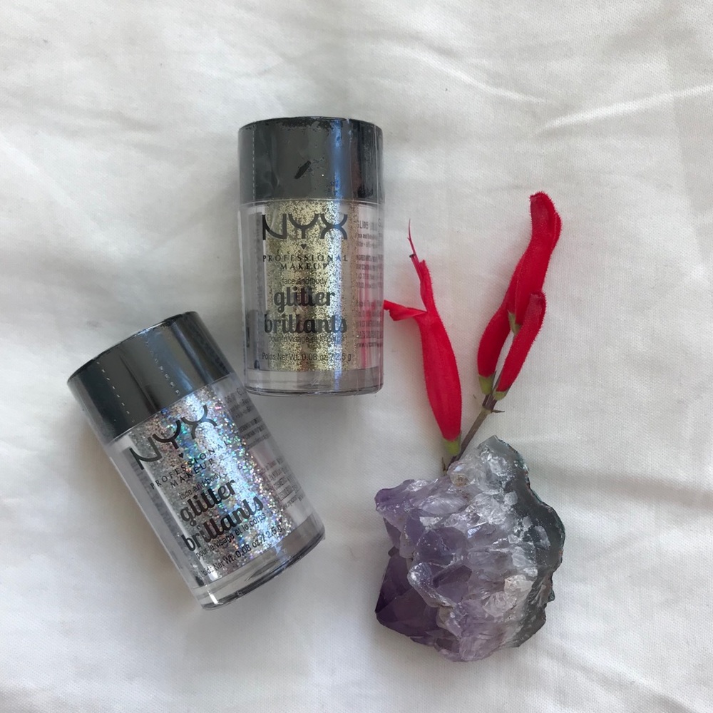 Silver and Gold NYX eyeshadow glitter!